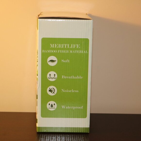 Meritlife bamboo mattress protector twin XL deep pockets fitted NIB - Picture 2 of 5